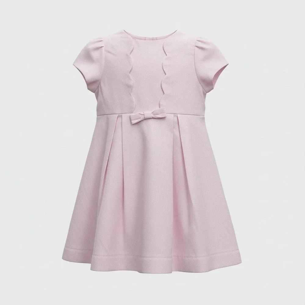 Carriage Boutique Toddler Girls Pink‎ Pique Scalloped Bow Dress Size 2T